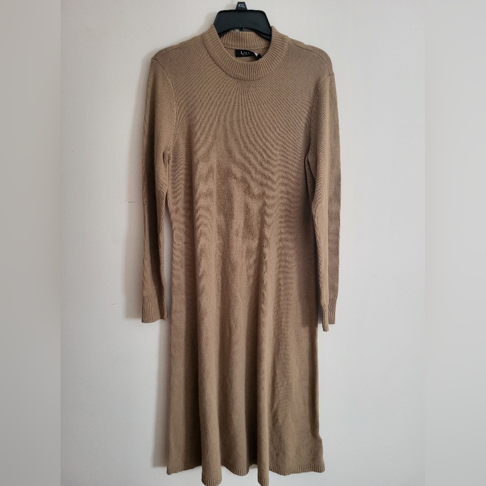 Ralph Lauren Long Sleeve Camel Sweater Dress